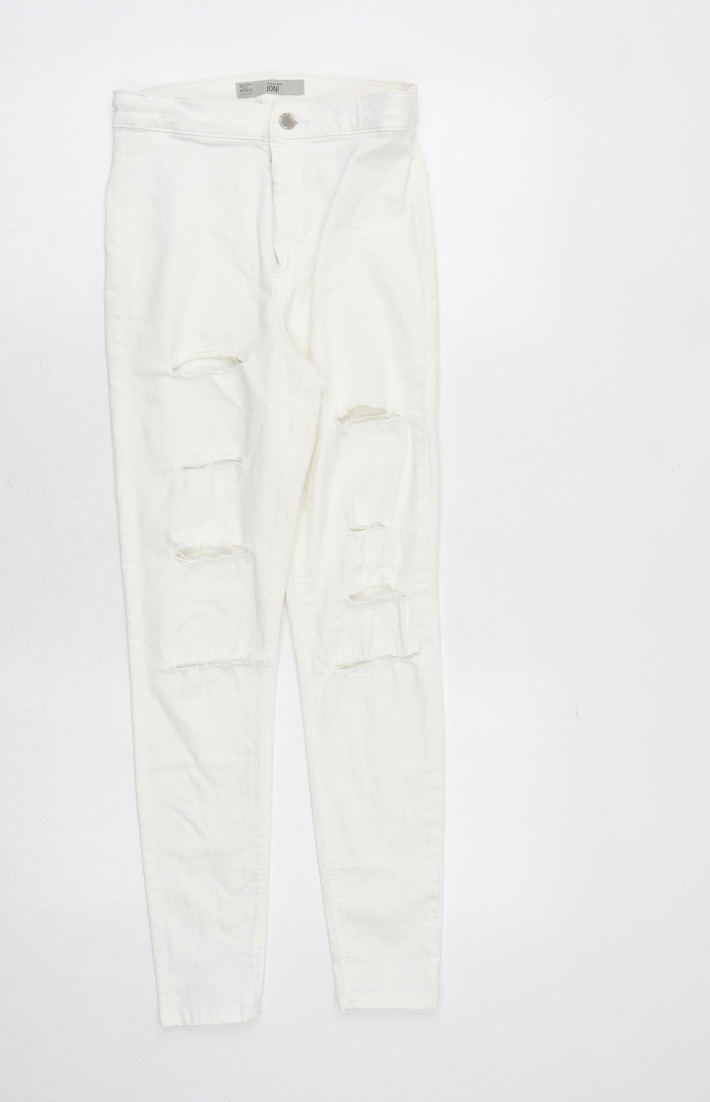 Topshop Womens White Cotton Skinny Jeans Size 28 in Regular Zip