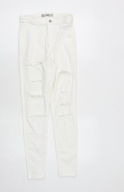 Topshop Womens White Cotton Skinny Jeans Size 28 in Regular Zip