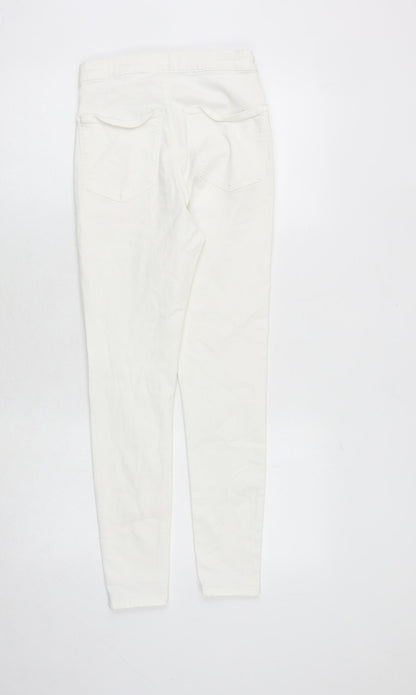 Topshop Womens White Cotton Skinny Jeans Size 28 in Regular Zip