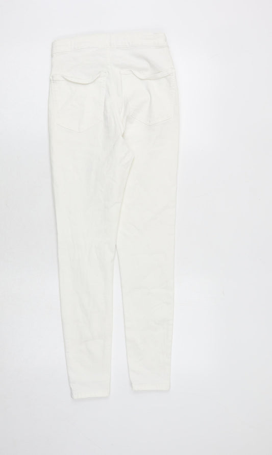 Topshop Womens White Cotton Skinny Jeans Size 28 in Regular Zip