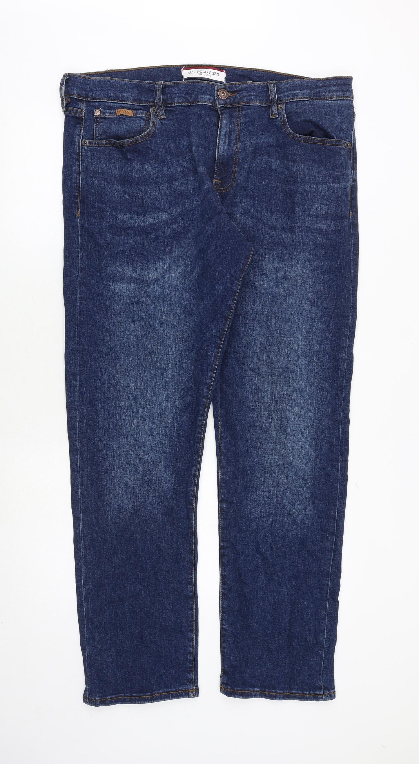 US Polo Assn. Mens Blue Cotton Straight Jeans Size 39 in Regular Zip