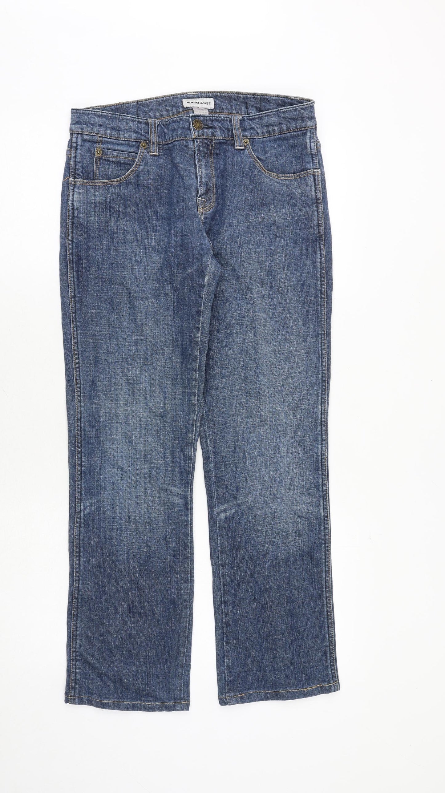 Womens UK Size 10 Warehouse Extra-Slim Fit Straight Blue Jeans