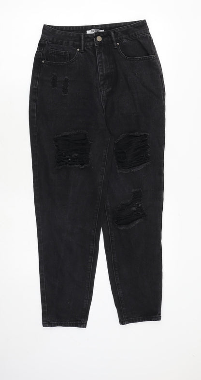 Saint Genies Womens Black Cotton Mom Jeans Size 8 Regular Zip