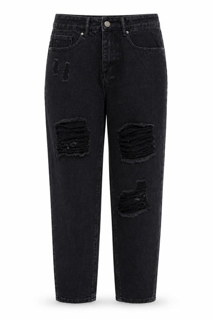 Saint Genies Womens Black Cotton Mom Jeans Size 8 Regular Zip