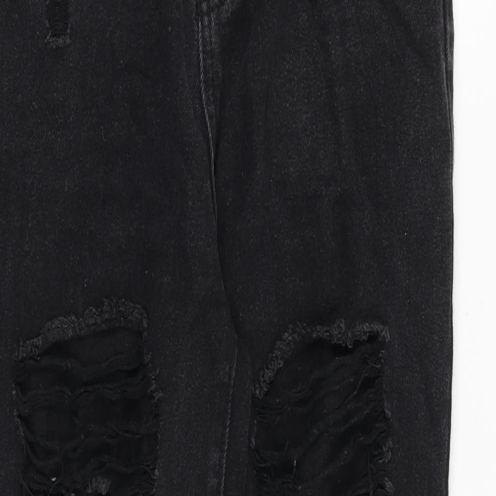 Saint Genies Womens Black Cotton Mom Jeans Size 8 Regular Zip