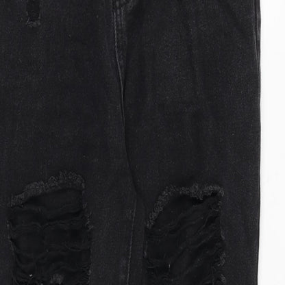 Saint Genies Womens Black Cotton Mom Jeans Size 8 Regular Zip