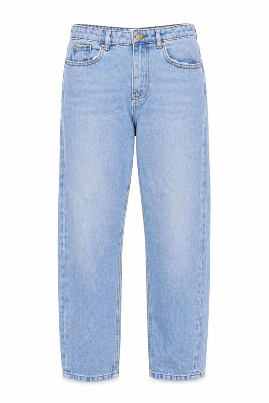 Front view of Only women’s blue cotton straight jeans, size UK 27, in regular zip