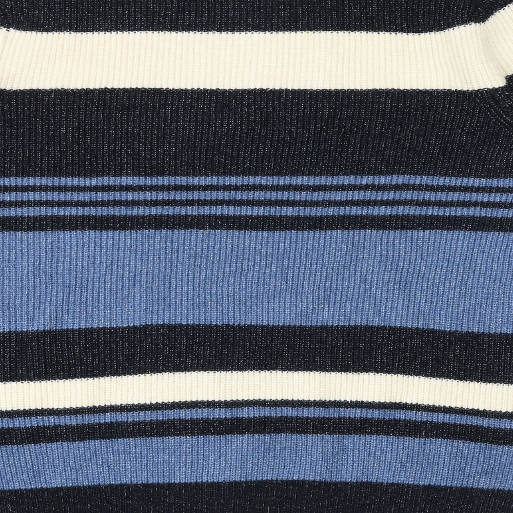 Marks and Spencer Mens Multicoloured Round Neck Striped Polyamide Pullover Jumper Size XL Long Sleeve