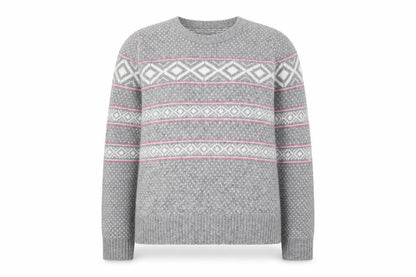Ronit Zilkha Womens Grey Round Neck Geometric Nylon Pullover Jumper Size L