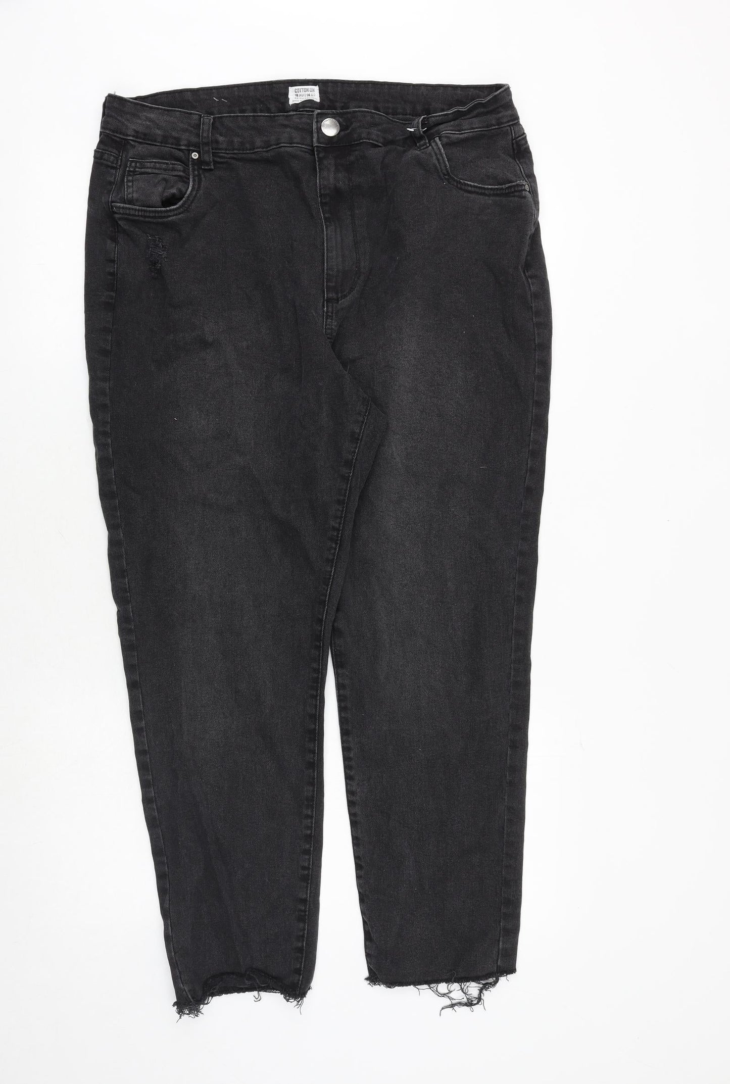 Cotton On Womens Black Cotton Straight Jeans Size 36 in Regular Zip
