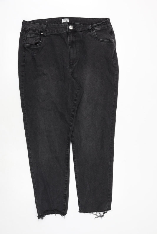 Cotton On Womens Black Cotton Straight Jeans Size 36 in Regular Zip