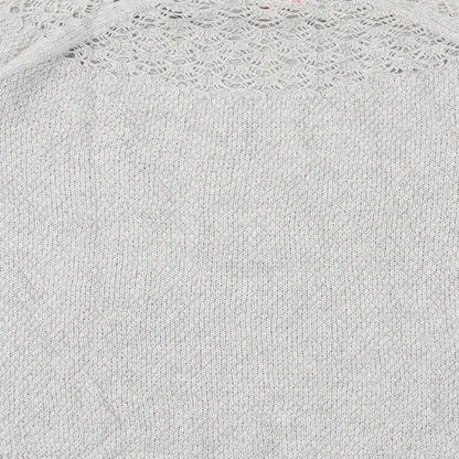 ELLE Womens Grey Round Neck Cotton Pullover Jumper Size M