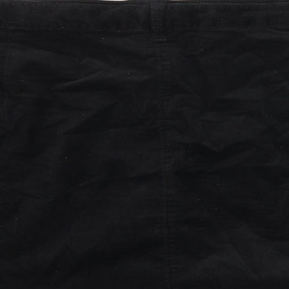 Marks and Spencer Womens Black Polyester A-Line Skirt Size 42 in Button