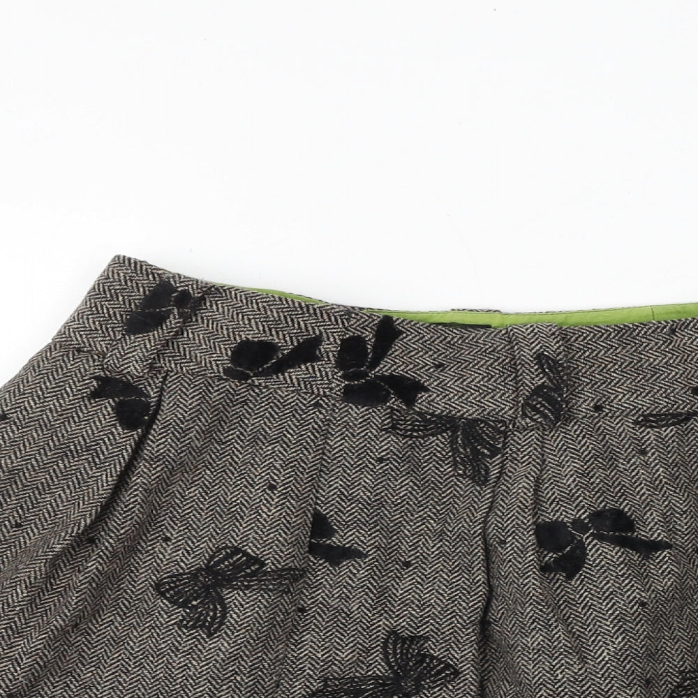 NEXT Womens Brown Geometric Polyester Flare Skirt Size 28 in Zip - Bow Pattern