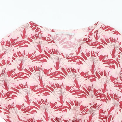 Coster Copenhogen Womens Pink Geometric Viscose Basic Blouse Size 6 V-Neck