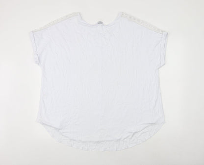 Classics Womens White Polyester Basic T-Shirt Size 16 Round Neck
