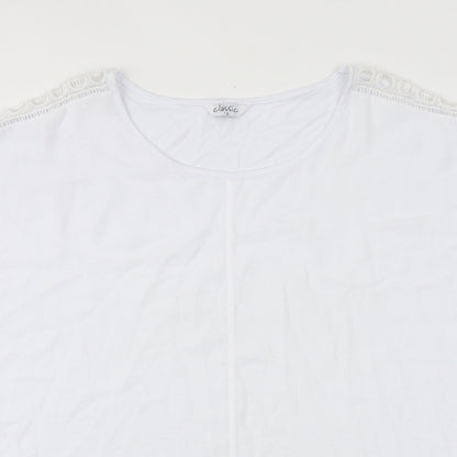 Classics Womens White Polyester Basic T-Shirt Size 16 Round Neck