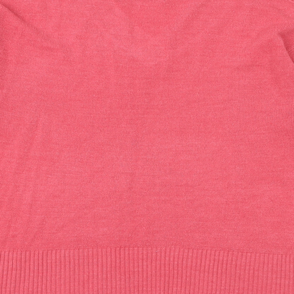 Marks and Spencer Womens Pink V-Neck Acrylic Pullover Jumper Size 12