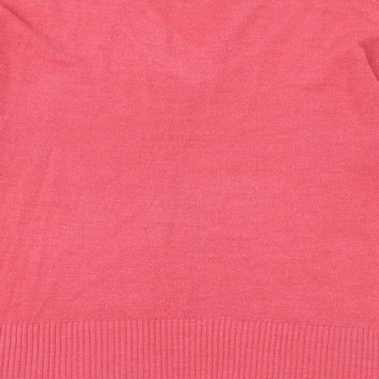 Marks and Spencer Womens Pink V-Neck Acrylic Pullover Jumper Size 12