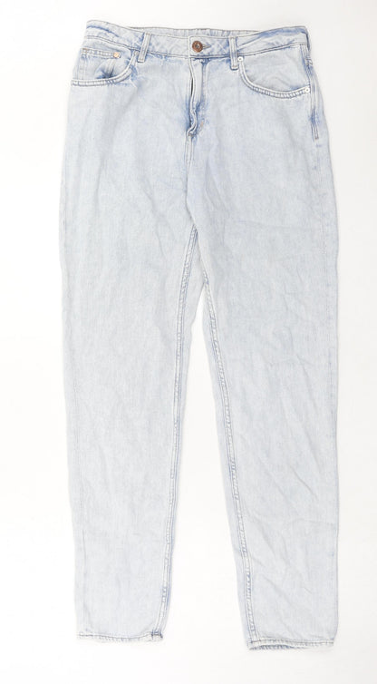 H&M Womens Blue Cotton Mom Jeans Size 29 in L30 in Regular Zip