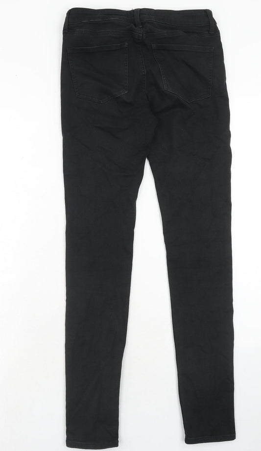 Uniqlo Womens Black Cotton Skinny Jeans Size 28 in Regular Zip