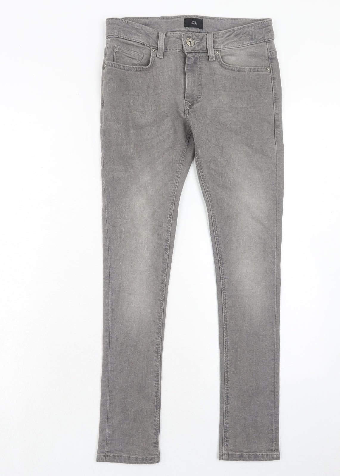 Mens UK Size 26 in River Island Regular Fit Skinny Grey Jeans