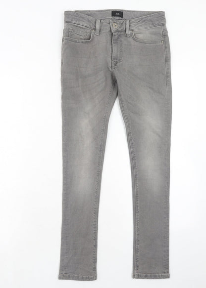Mens UK Size 26 in River Island Regular Fit Skinny Grey Jeans