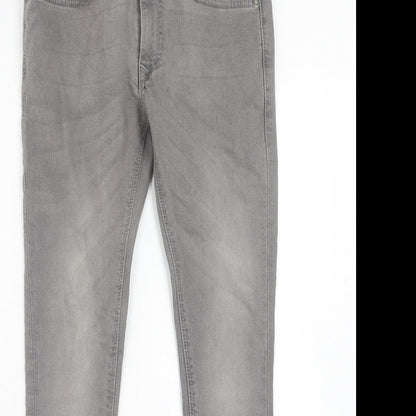 Mens UK Size 26 in River Island Regular Fit Skinny Grey Jeans