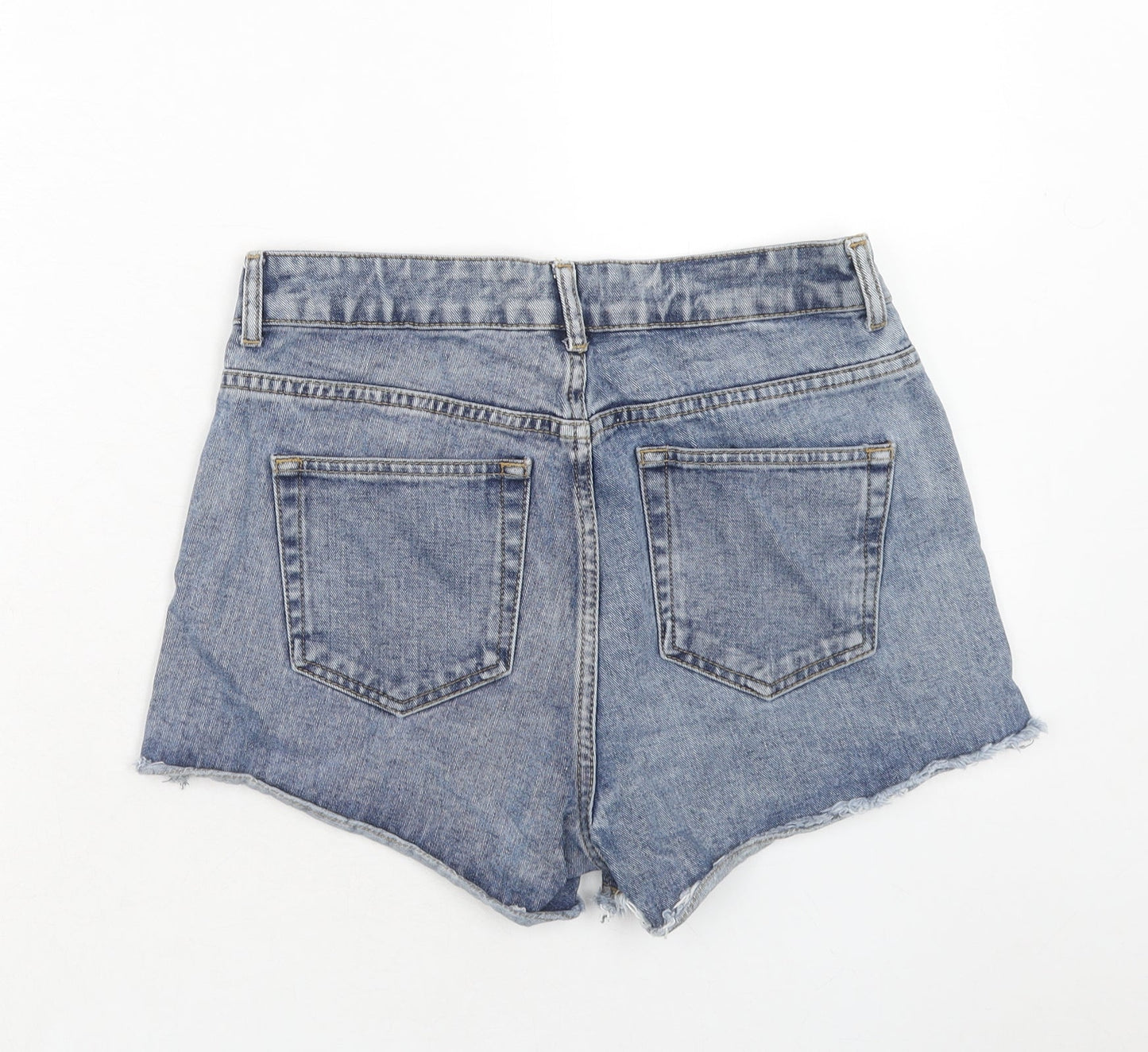 Topshop Womens Blue Cotton Cut-Off Shorts Size 28 in Regular Zip
