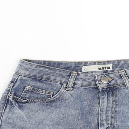 Topshop Womens Blue Cotton Cut-Off Shorts Size 28 in Regular Zip