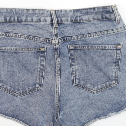 Topshop Womens Blue Cotton Cut-Off Shorts Size 28 in Regular Zip
