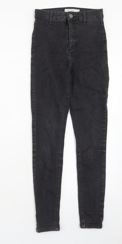 Topshop Womens Black Cotton Skinny Jeans Size 26 in L30 in Regular Zip
