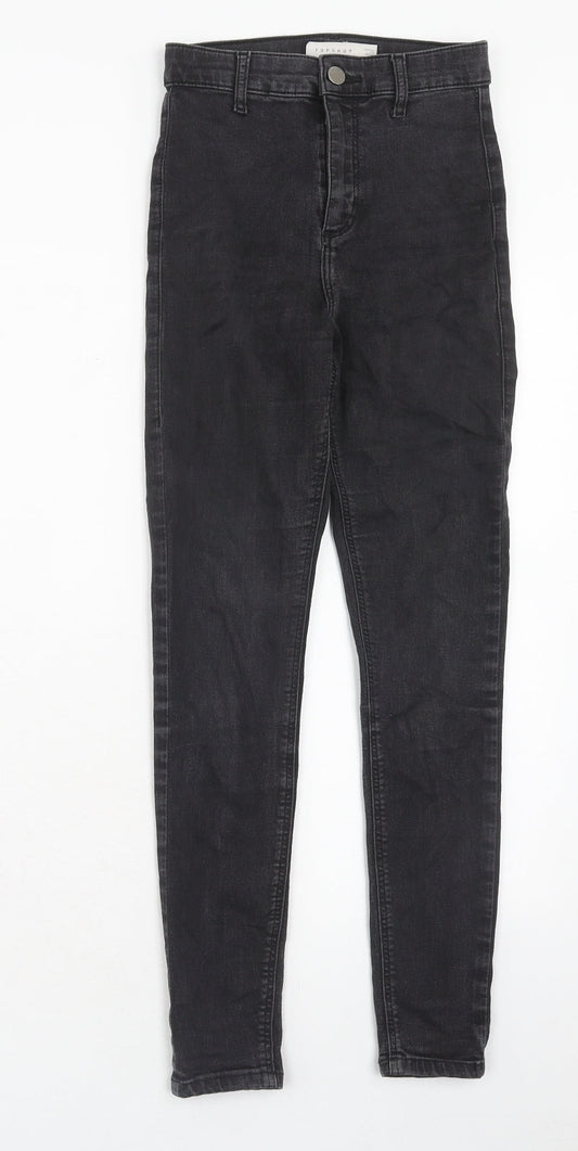 Topshop Womens Black Cotton Skinny Jeans Size 26 in L30 in Regular Zip