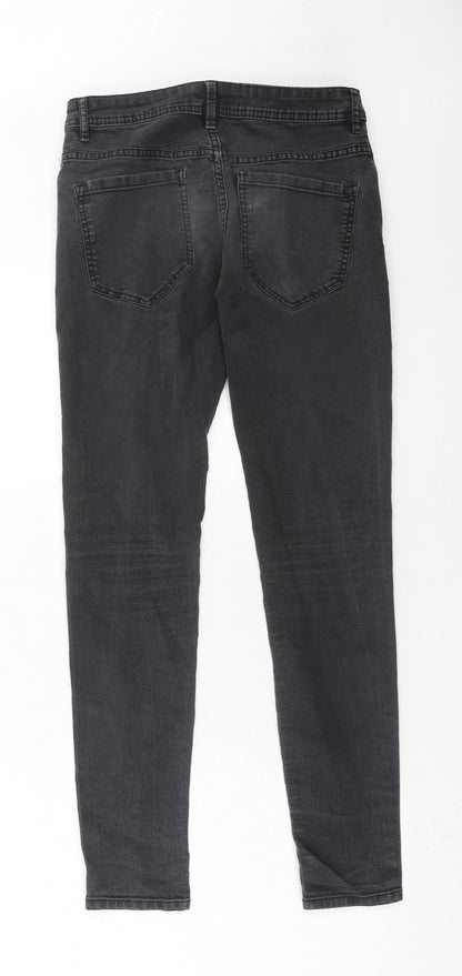 Bershka Womens Black Cotton Skinny Jeans Size 8 Regular Zip