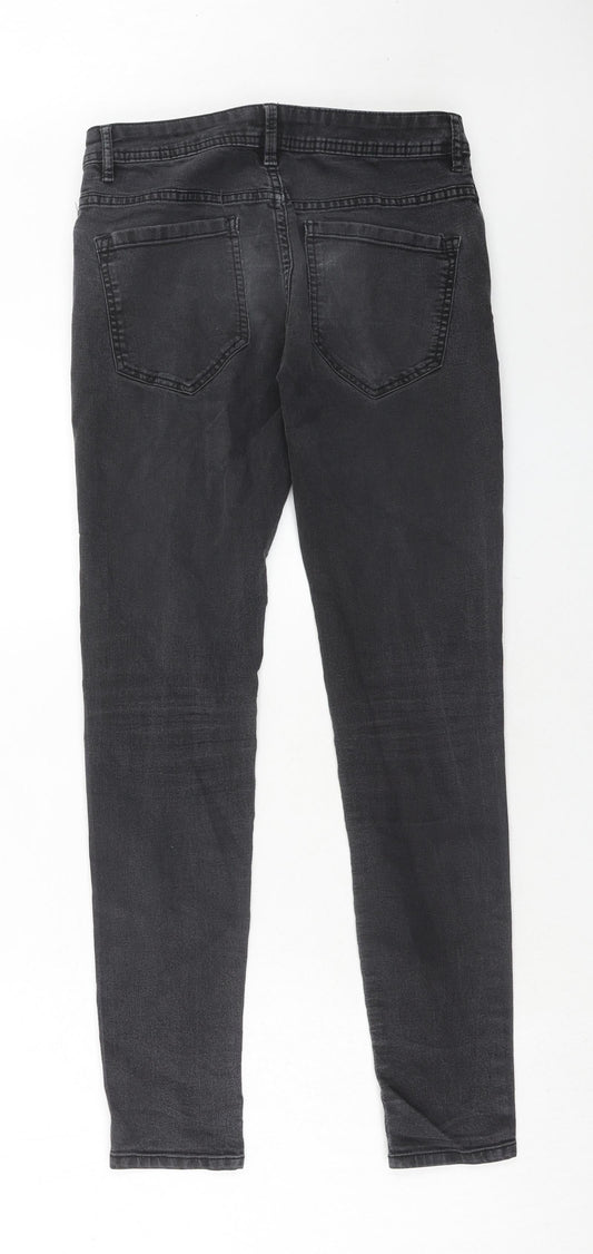 Bershka Womens Black Cotton Skinny Jeans Size 8 Regular Zip