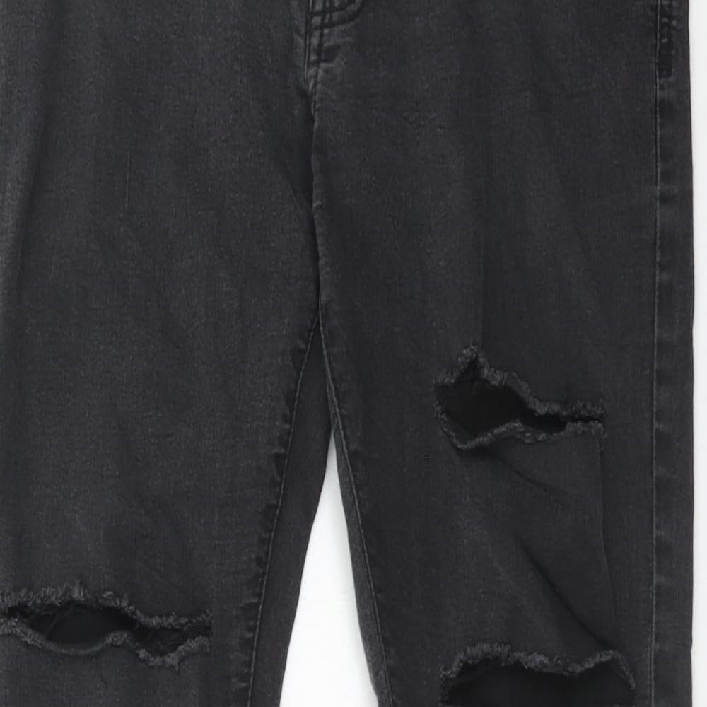 Bershka Womens Black Cotton Skinny Jeans Size 8 Regular Zip