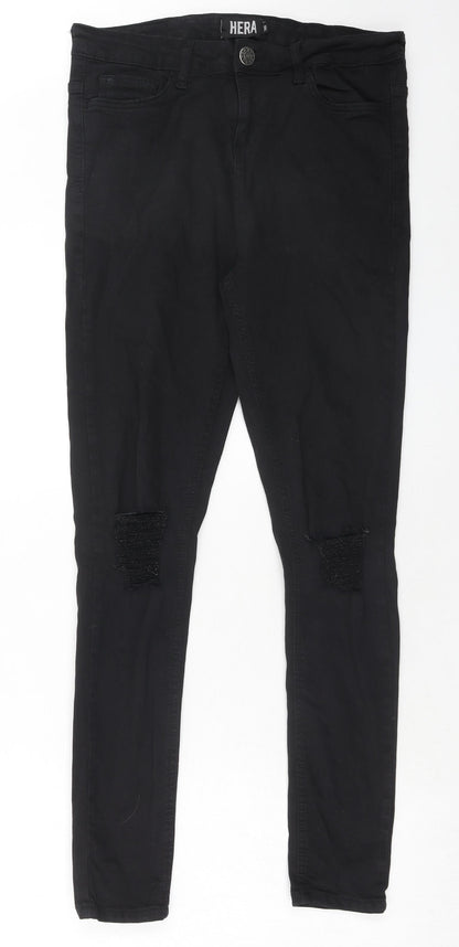 Hera Womens Black Cotton Skinny Jeans Size 28 in Regular Zip