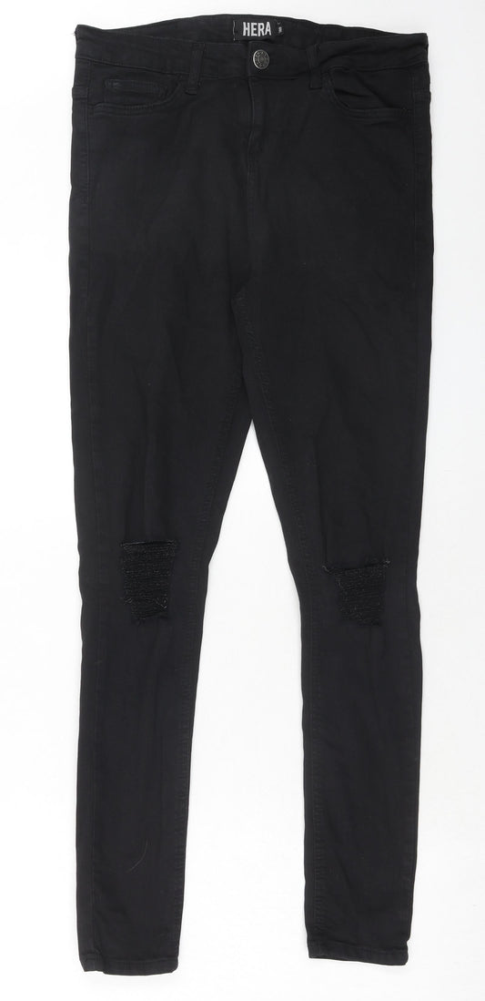 Hera Womens Black Cotton Skinny Jeans Size 28 in Regular Zip