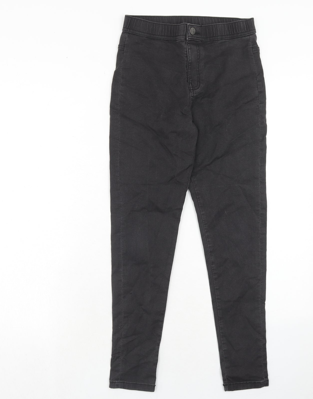 Marks and Spencer Girls Black Cotton Skinny Jeans Size 13-14 Years Regular Zip