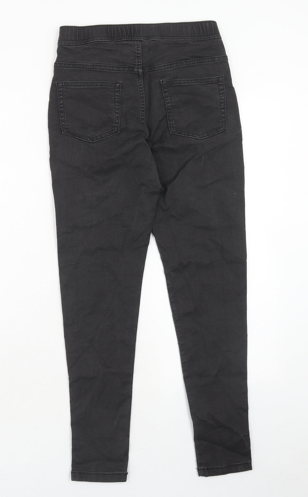 Marks and Spencer Girls Black Cotton Skinny Jeans Size 13-14 Years Regular Zip