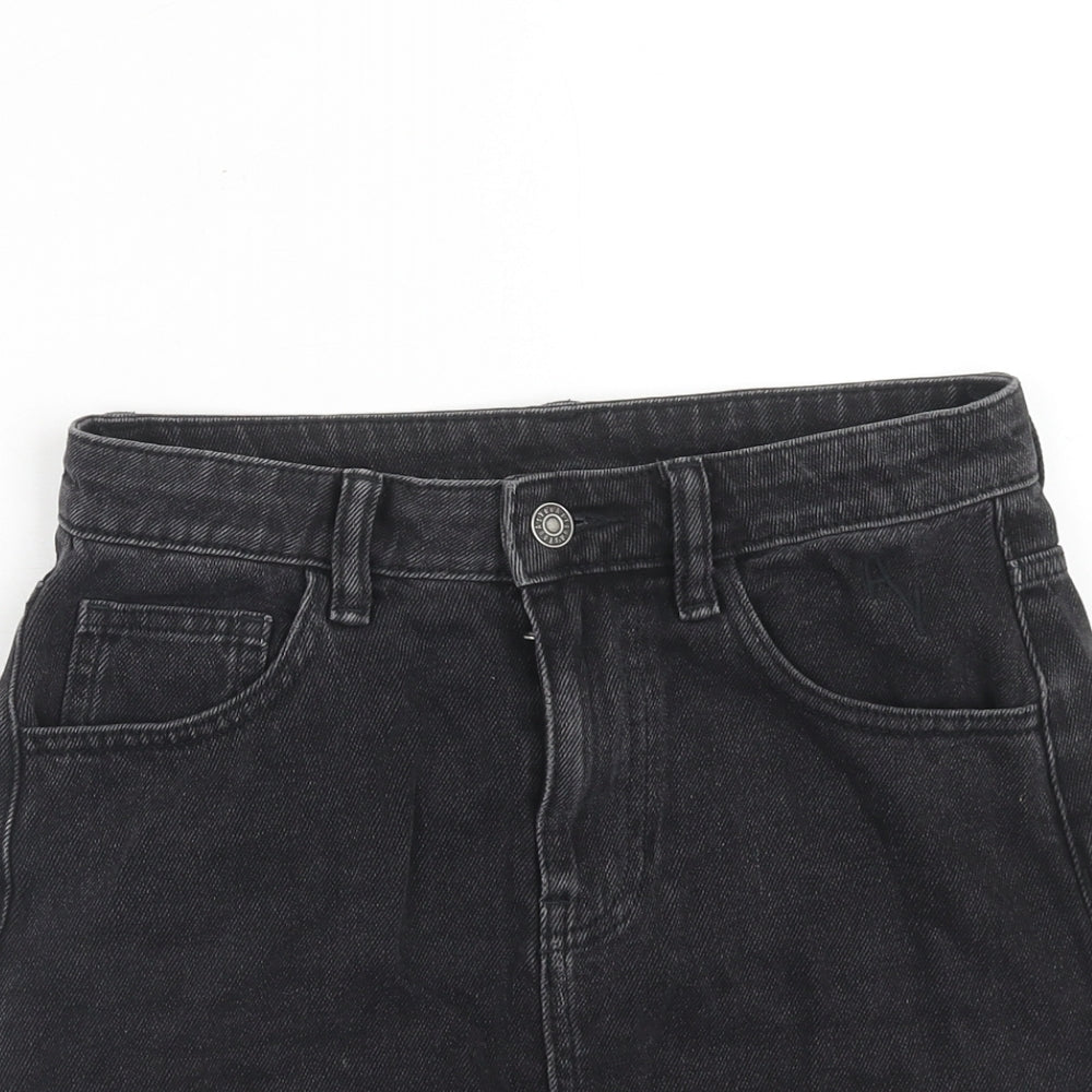 AsYou Womens Black Cotton A-Line Skirt Size 8 Zip