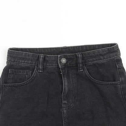 AsYou Womens Black Cotton A-Line Skirt Size 8 Zip