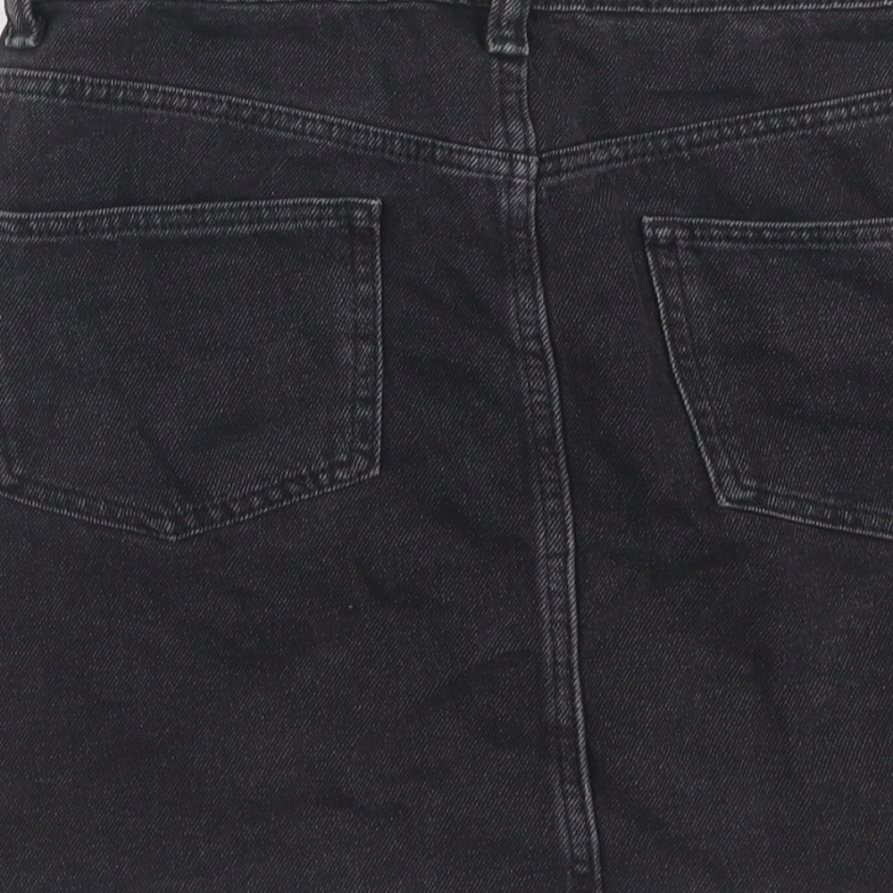 AsYou Womens Black Cotton A-Line Skirt Size 8 Zip
