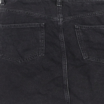 AsYou Womens Black Cotton A-Line Skirt Size 8 Zip