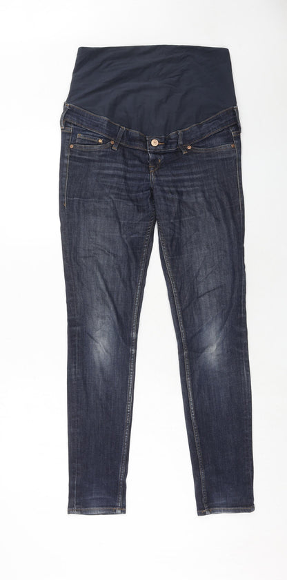 H&M Womens Blue Cotton Skinny Jeans Size 10 Regular Buckle