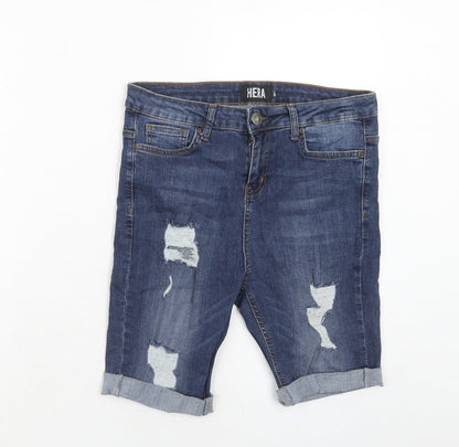 Hera Mens Blue Cotton Bermuda Shorts Size 28 in Regular Zip