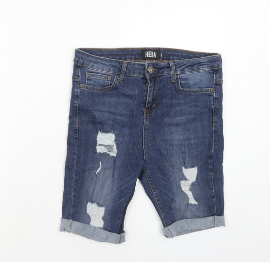 Hera Mens Blue Cotton Bermuda Shorts Size 28 in Regular Zip