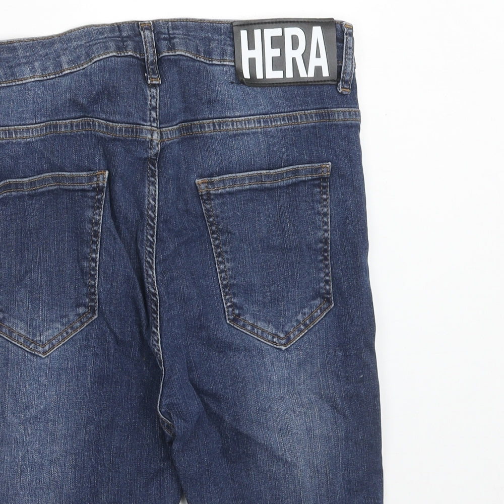 Hera Mens Blue Cotton Bermuda Shorts Size 28 in Regular Zip