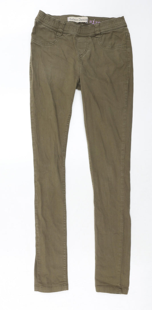 Select Womens Green Cotton Jegging Jeans Size 10 Regular Zip