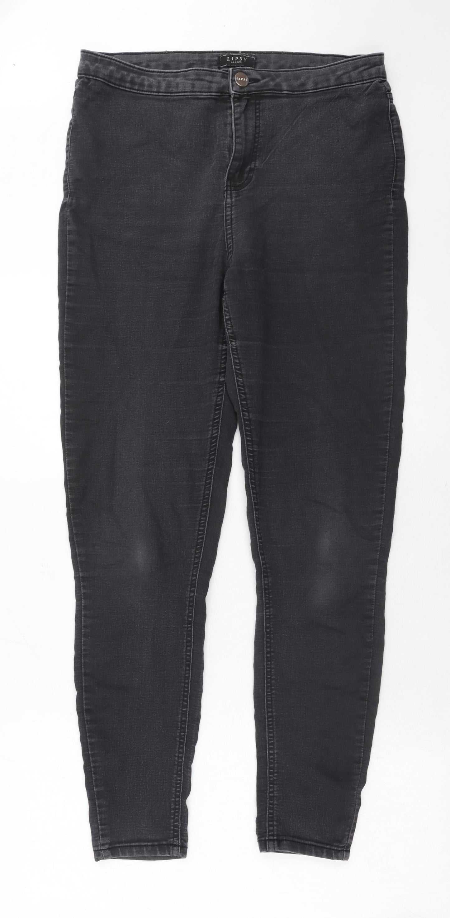 Lipsy Womens Grey Cotton Skinny Jeans Size 32 in Regular Zip